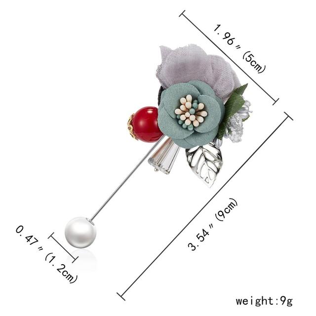 Cloth Art Pearl Fabric Flower Brooch Pin Rose Flower Bowknot Leaf Crystal Bead Cardigan Shirt Shawl Pin Coat Badge Jewelr