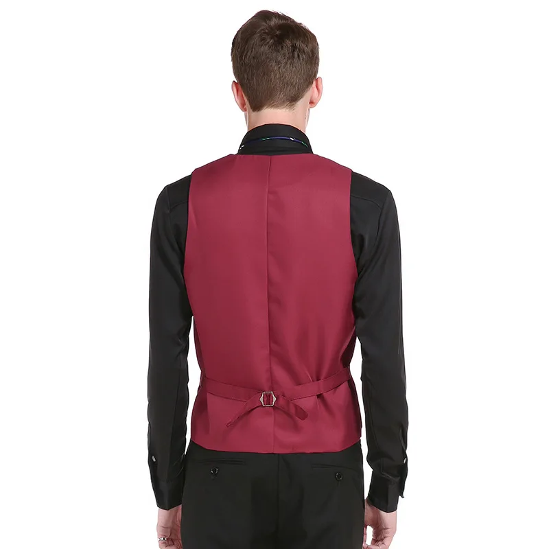 Стиль Мужская мода Slim Fit однорядные три пряжки сплошной цвет джентльмен костюм жилет M16