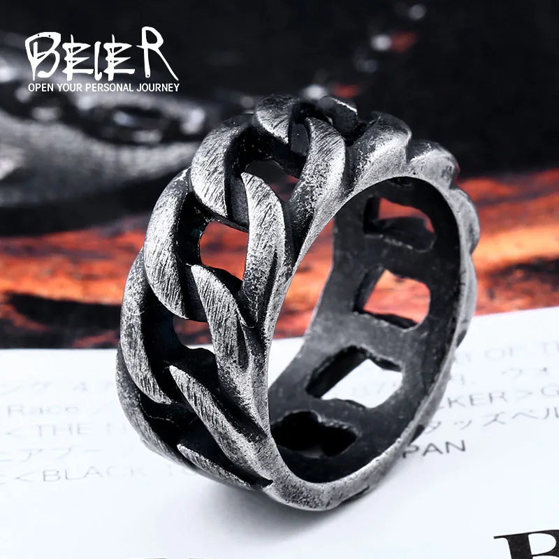 Байер магазин 316L нержавеющая сталь высокое качество кольцо Готическая цепь Кольцо Личность Ретро мода ювелирные изделия BR8-175