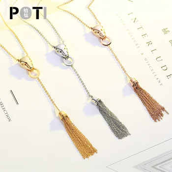 

tshou202 New Leopard Head Fringe Medium Sweater Chain Female Titanium Steel Non-fading Necklace