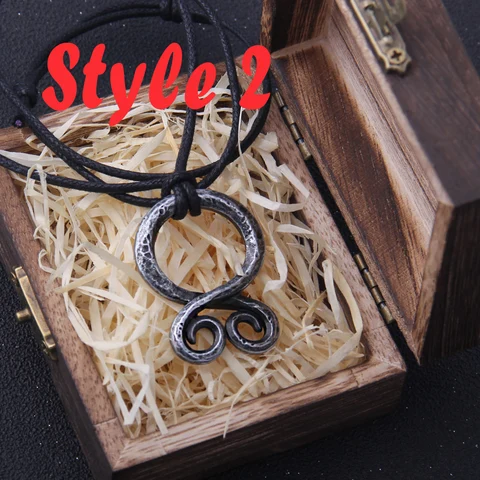Color Viking Odin Rune Pendant Necklace with Stainless Steel Chain As Men Gift with wooden box