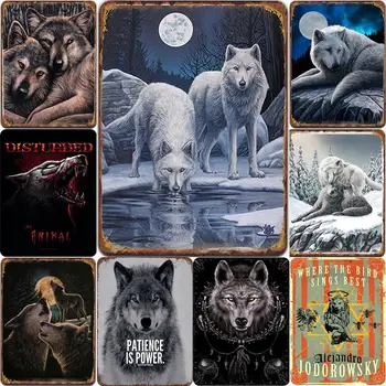 

Snow Wolf Metal Tin Sign Plaque Vintage Animals Tin Plate Poster Wall Decor For Bar Club Party Man Cave Home Decor Sign 20x30cm