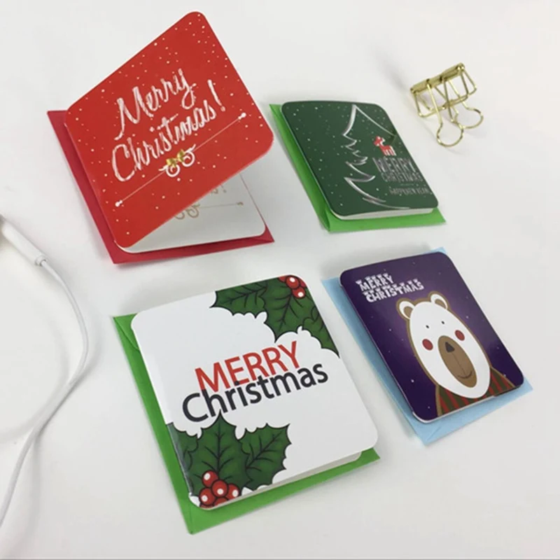 24pcs Creative Merry Christmas Small Greeting Cards Kids Mini Christmas Greeting Cards New Year Postcard Gift Card Xmas Party