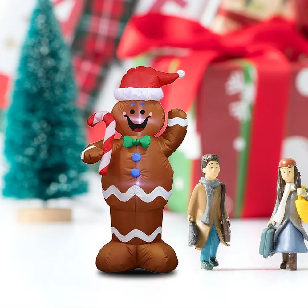 Christmas Inflatable Holiday Time Blow Up Gingerbread Man Air Blown Decor with LED Chrismas Prop Indoor Outdoor Lawn Yard Party