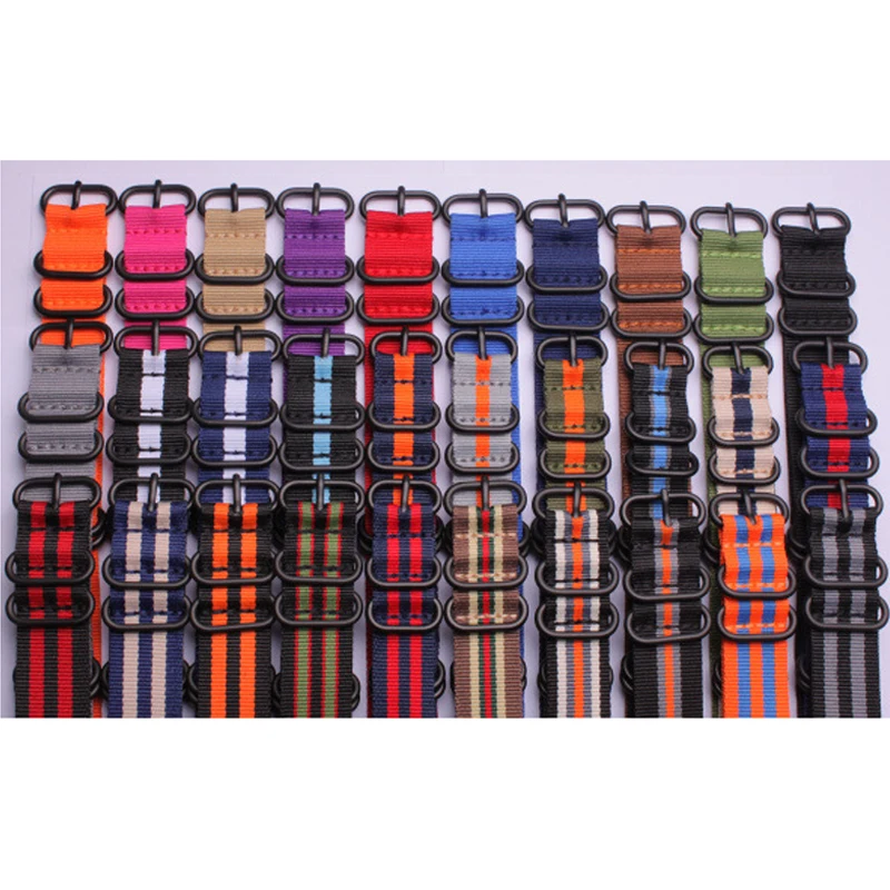 

Nylon Watch Band for NATO Army Sports Watch Strap 18MM 20MM 22MM 24MM Wristband for ZULU Watch Accessories Black Ring Buckle