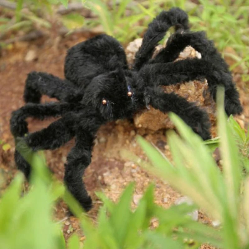Украшения-ужастики для хеллоуина черный большой паук трюк игрушка дом с привидениями бутафория украшения игрушки плюшевые черный стиль для украшения для домашнего праздника