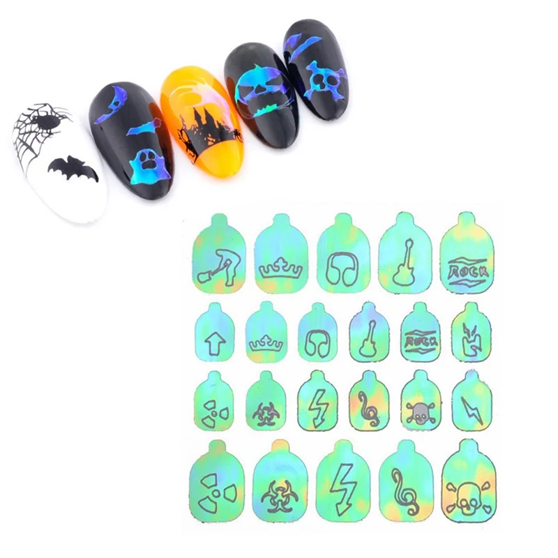 22 листа пламя Holo наклейки для ногтей винилы трафарет стикеры 3D на ногти Nail Art Наклейки маникюрные украшения