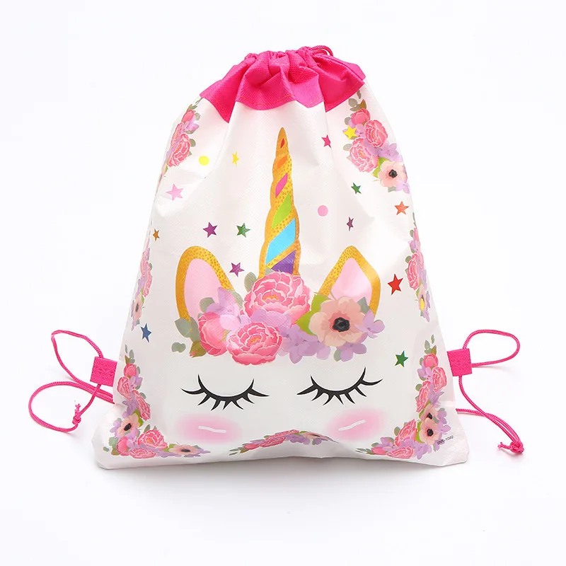 1pc Cartoon Unicorn 3D Print Drawstring Backpack Rucksack Shoulder Bags Gym Bags Gifts Packages Children Birthday Party Favors