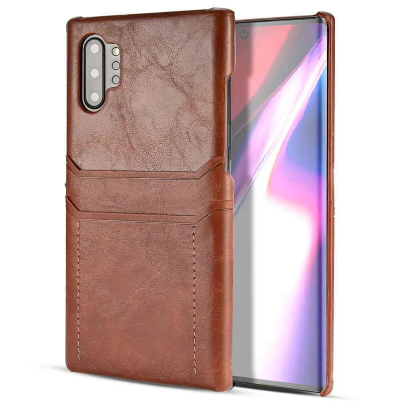 

For Samsung Note10 Phone Back Case Oil Wax Skin Retro Card Leather Case Slim Business Smart Cover for Samsung Galaxy Note10 Pro