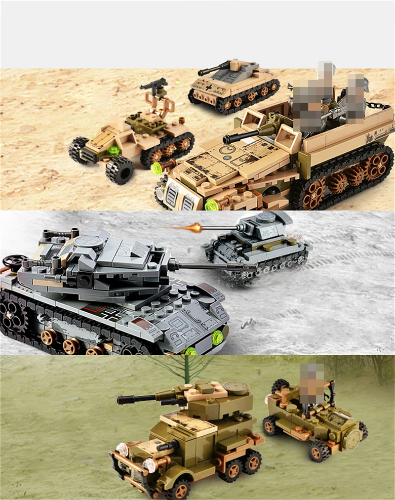 1061PCS Tank Building Blocks Toys Mini figures Vehicle Aircraft Boy Educational Block Military Compatible LegoINGlys Bricks (8)