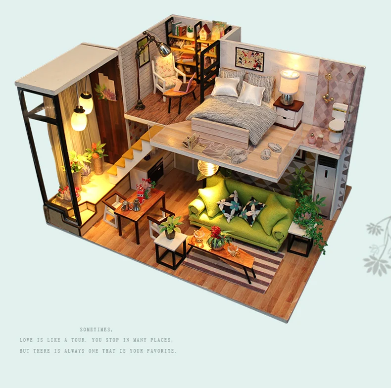 DIY House украшения ручной работы, вилла, сборные модели кабин в собранном виде игрушки из дерева на Рождество или день рождения, Hoomeda для дорожки-diy для Для женщин