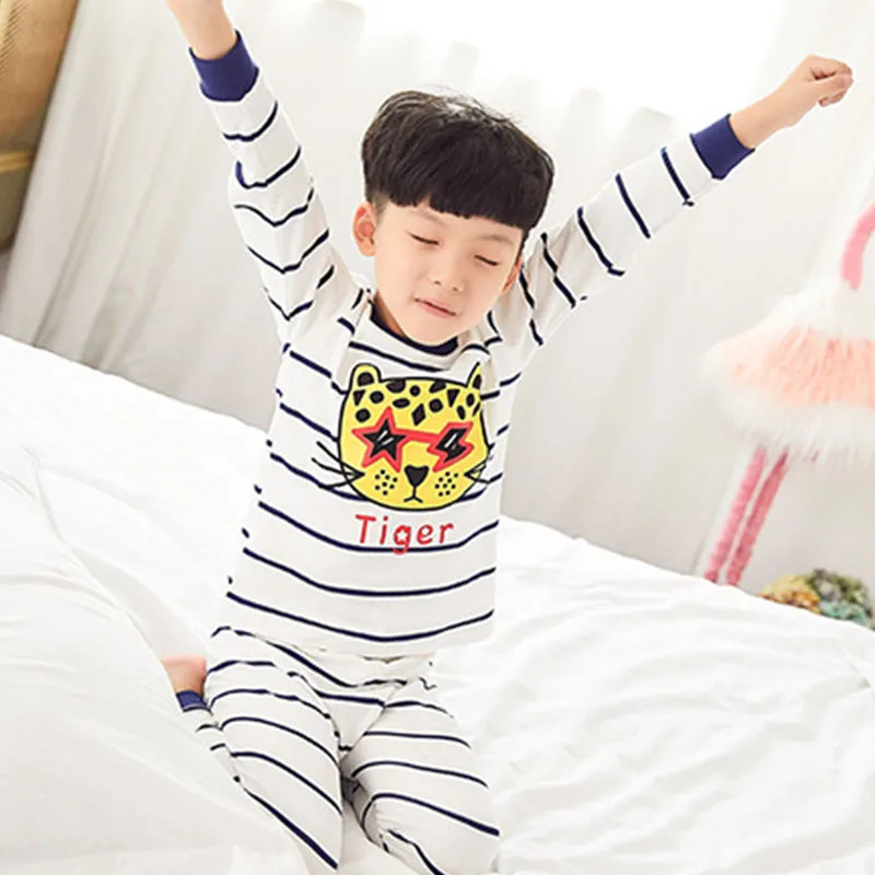 Осенне-весенние детские пижамные комплекты Одежда для маленьких девочек пижамы для мальчиков, пижамы для девочек, детская одежда для сна Детская футболка с длинными рукавами+ штаны