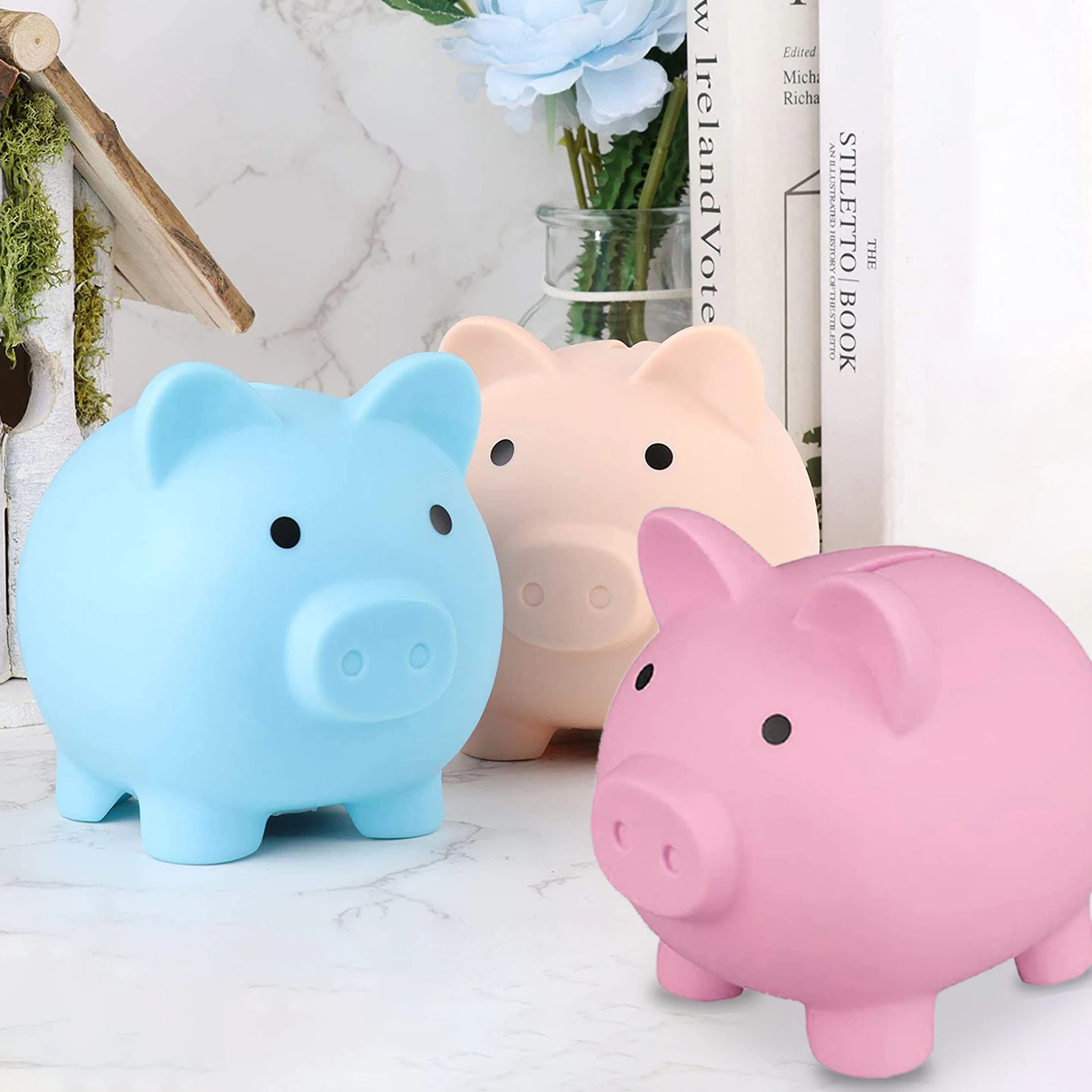 Lovely Cute Cartoon Pig Plastic Piggy Bank Coin Money Saving Box For Kids Gift 