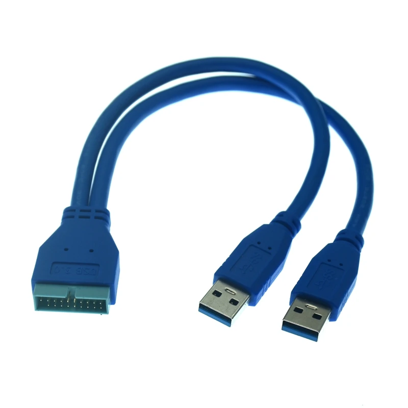 Placa Mãe Dupla de Portas Usb 3.0 Usb a Macho Cabo Adaptador de 20 Pinos Cabo de Extensão Usb de 19 Pinos 25cm 50cm - Imagem 3