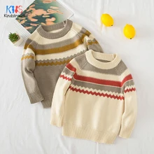 Осенние свитера для мальчиков, Свитера с высоким воротником для маленьких мальчиков и девочек, детские свитера в полоску на зиму, вязаная одежда DC190