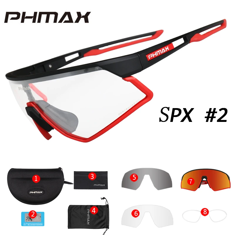 P-YJ-SPX02-3P PHMAX фотохромные велосипедные очки UV400 спортивные солнцезащитные очки для улицы антибликовые легкие велосипедные очки для близорукости - Цвет: P-YJ-SPX02-3P