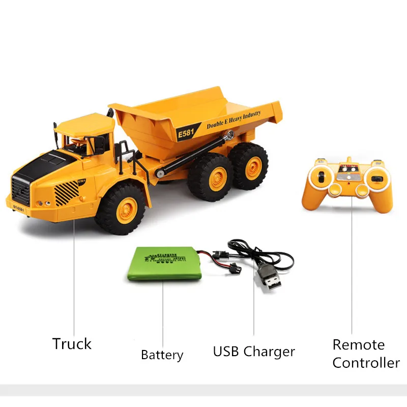 High Simulation RC Dump Truck 2.4G 6WD Remote Control Engineering Vehicle With Six Wheels Flash Light Can Up Down Auto Unloading 6