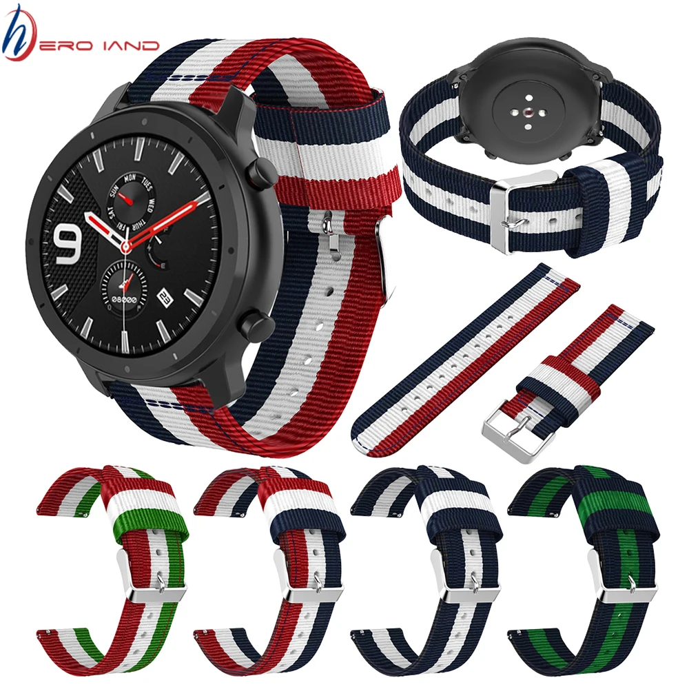 Нейлоновый Ремешок Для Xiaomi Amazfit Stratos 2 2s Pace ремешки для Amazfit Bip GTS GTR 42 мм 47 мм ремешок для часов huawei Watch GT Active