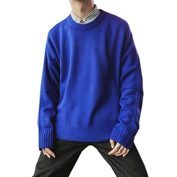 

Hong Kong Style New Winter Ins Super Fire Round Neck Simple Ordinary Men And Women Plus Size Sweaters Lovers Tide Black