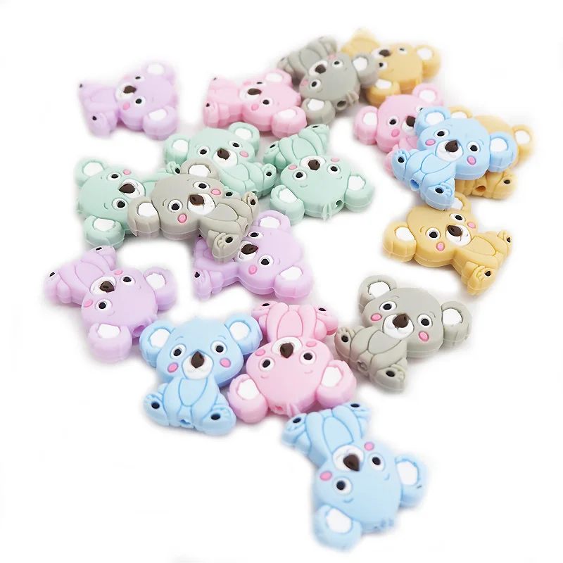 

Chenkai 10PCS BPA Free Silicone Koala Teether Beads DIY Animal Cartoon Baby Shower Chewing Pacifier Dummy Sensory Toy Accessorie