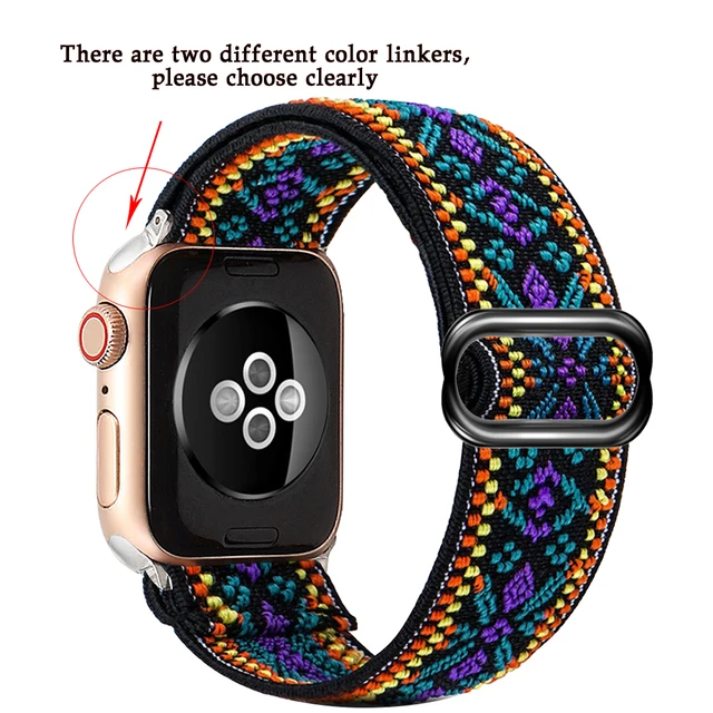 Soft and comfortable nylon Loop elastic buckle Apple watch band 38mm 42mm Series 7 SE654321 For iWatch Strap Bohemia braid  44mm 6