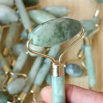 

Double Head Natural Green Jade Roller Stone Guasha Facial Beauty Massage Tool Face Slimming Neck Skin Roller Health Massager