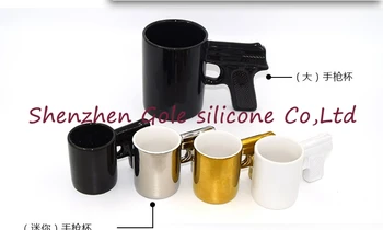 

48set=96pcs Creative Gun Style Handle Ceramic Coffee Water Mug Cup 100ml Funny creative pistol shape ceramic cup ceramic cup
