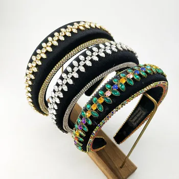 

Full Crystal Luxury Hair Accessories Hair Hoop Shiny Soft Rhinestone Hoop Headpiece Black White Pink Women Headpiece