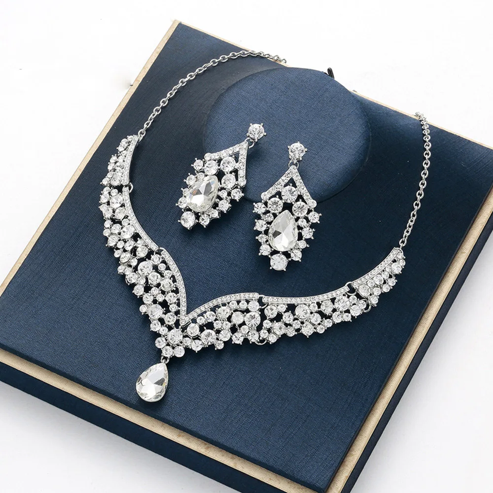 Комплект из колье и серёг с кристаллами|necklace and earring set|necklace earringscrystal necklace earrings |
