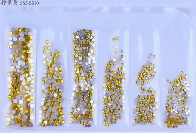 Colors Nail Rhinestones 1 Pack 1 Bag about 1440 PCS Mixed Size Round Flat-back AB Crystal/Rhinestone