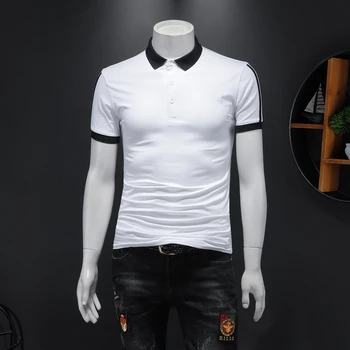 

Plus Size Patchwork Color Polo Shirt Men Summer 2020 All Match Men's Polos Short Sleeve Slim Fit Casual Polo Homme High Quality