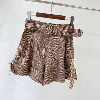

Ladies Vintage Zebra Shorts 2020 Summer Newest Designer Fashion High Waisted Linen Shorts Free Shippping