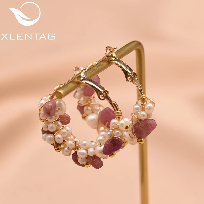 XlentAg серьги кольца с пресноводным белым жемчугом для женщин и девушек роскошный подарок ручной работы