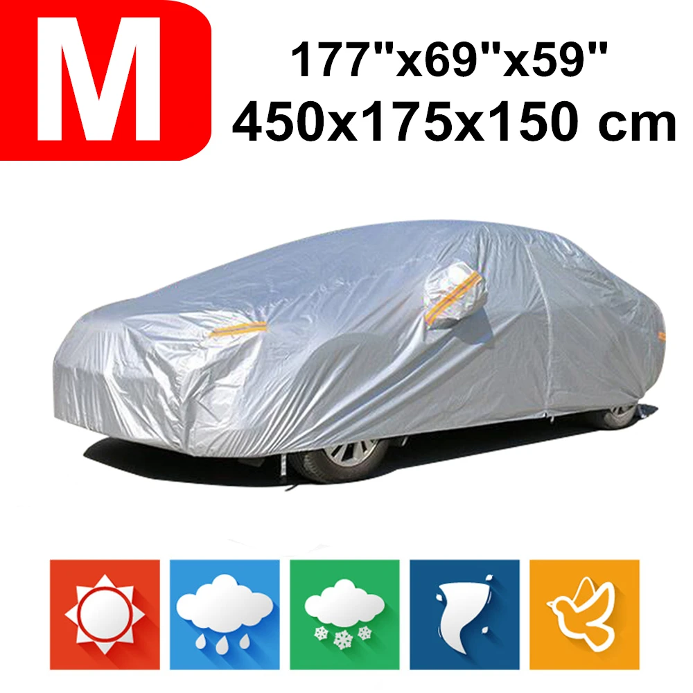

450x175x150 Universal Saloon Sedan 190T Waterproof Car Covers Dust Rain Snow UV Protection For Honda City Peugeot 206 207 Polo