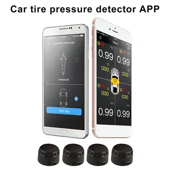 

4pcs APP Bluetooth Module Wireless Car TPMS Sensor Real-time Monitoring Sensor Of Tire Pressure System Temperature Alarm Android