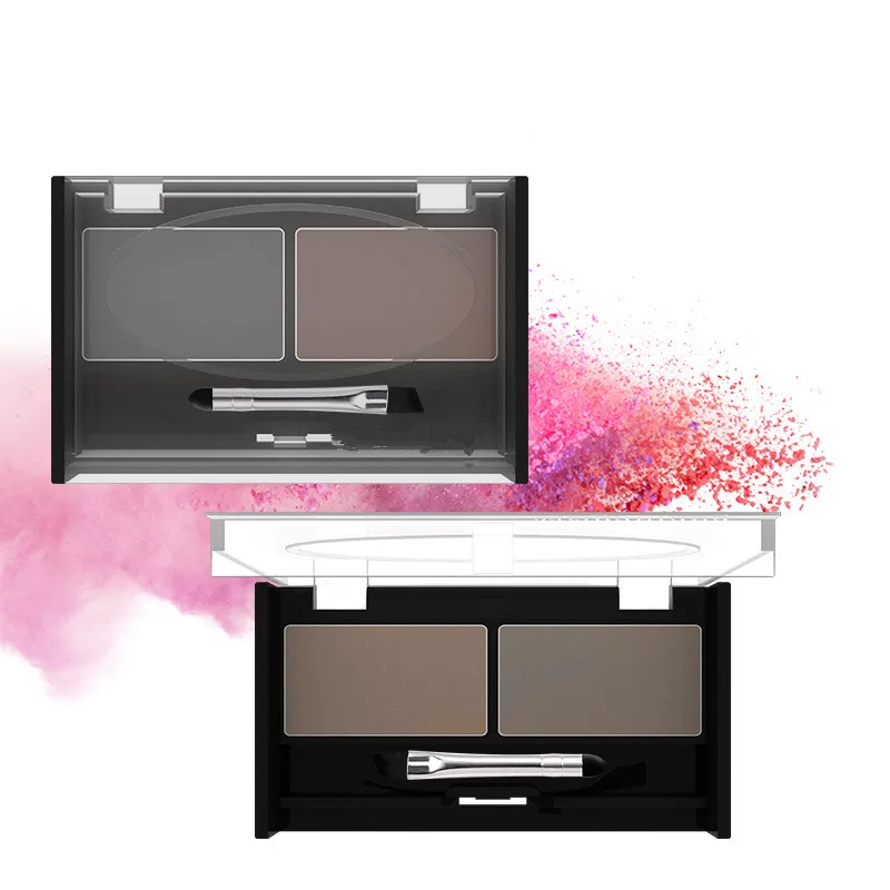 

Brand Double Color Eyebrow Powder Makeup Palette Natural Brown Eye Brow Enhancers 3D Eye Brows Shadow Cake Beauty Kit with Brush
