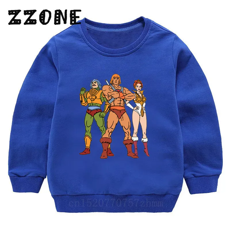 Детские толстовки с капюшоном детские забавные толстовки с принтом «Masters of The Universe He-Man» пуловер для малышей топы для девочек и мальчиков, осенняя одежда KYT5258 - Цвет: 5258H-Blue