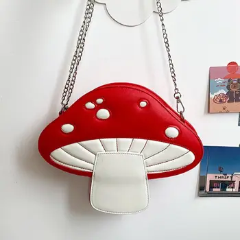 

Women Girl Mushroom Shape PU Leather Handbag Chain Shoulder Messenger Crossbody Bag Satchel Tote Purse