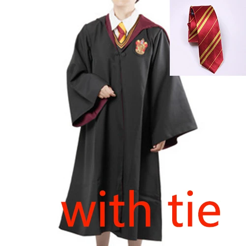 Гарри Поттер Мантия волшебника плащ с галстуком шарф палочка очки Ravenclaw Гриффиндор Hufflepuff Слизерин Поттер Гермиона халат подарок на Хэллоуин - Цвет: Gryffindor With tie