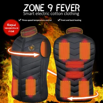 

9 Areas Heated Vest Men Women USB Heated Vest Thermal Clothing Hunting Vest Winter Heating Jacket BlackS-6XL New Arrival 2020
