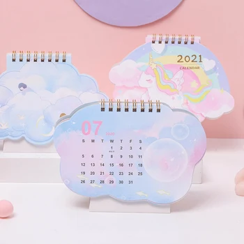 

2021 Cute Cartoon Unicorn Strawberry Pattern Mini Desk Calendar DIY Portable Desk Calendars Daily Schedule Planner