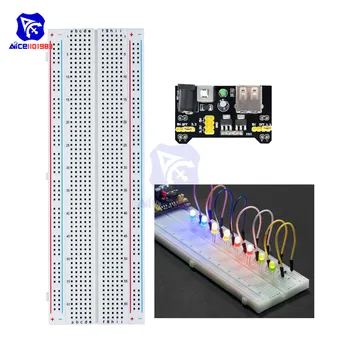 

diymore Breadboard 830 Tie Point Solderless Prototype PCB Board with MB-102 MB102 Power Supply Module for Arduino