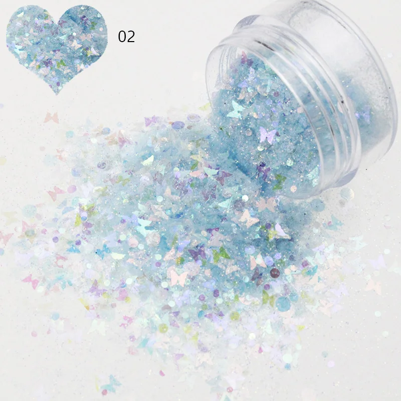 Nail decorations 1Box round and star shape glitter powder sequins colorful flakes 3D DIY for nail art
