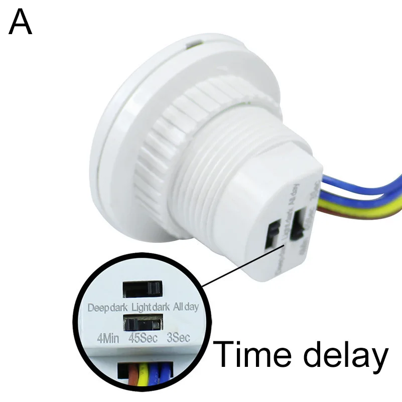 40 мм PIR инфракрасный луч датчик движения переключатель времени задержки Регулируемый режим переключатель датчика - Цвет: A