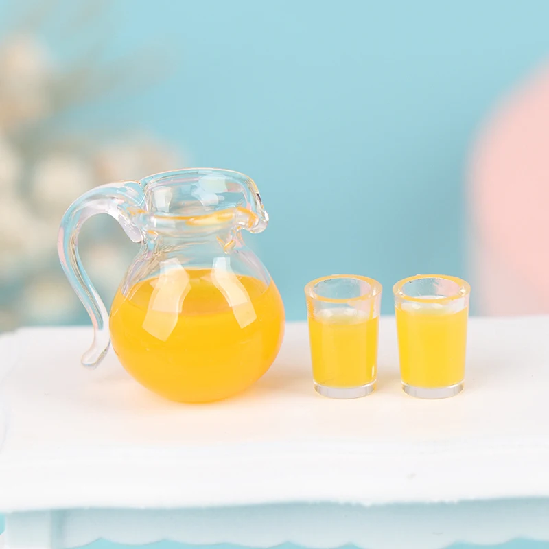 3Pcs/set 1:12 Dollhouse Miniature Food Drink Cup Orange Juice Jug Model Kitchen Decoration For Doll House Kids Toys Gift 4