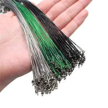 ON SALE ❤️ 20PCS Anti Bite Steel Fishing Line Steel Wire Leader With Swivel Fishing Accessory Lead Core Leash Fishing Wire 15CM-50CM - discount item 48% OFF Sports & Entertainment