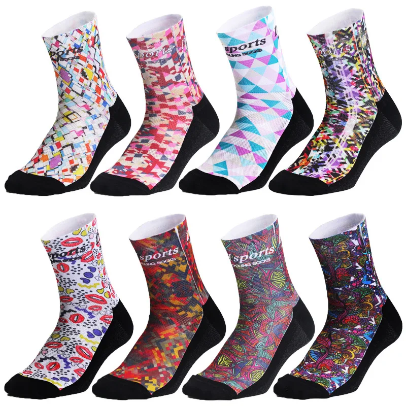 

Professional Brand Cycling Socks Breathable Protect Feet Colored High Quality Printing Sport Socks Bicycle Bike Running Socks