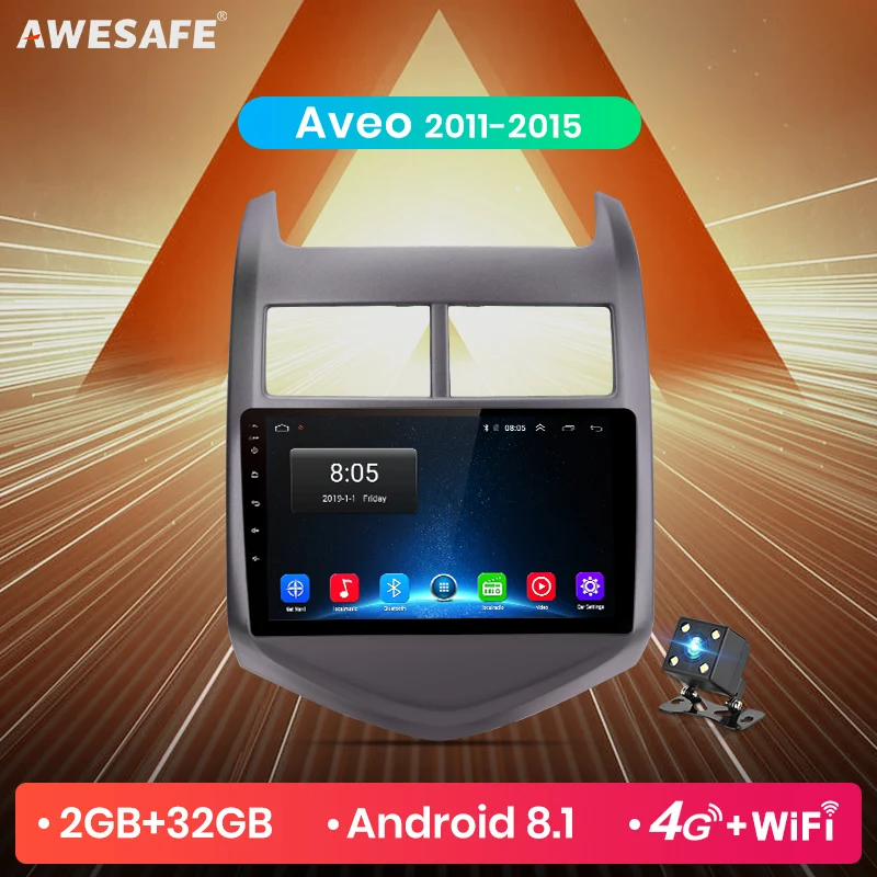 Perfect AWESAFE for Chevrolet Aveo 2011 2012 2013-2015 Car Radio Multimedia video player GPS Navigation No 2 din DVD Android 8.1 2G+32G 0
