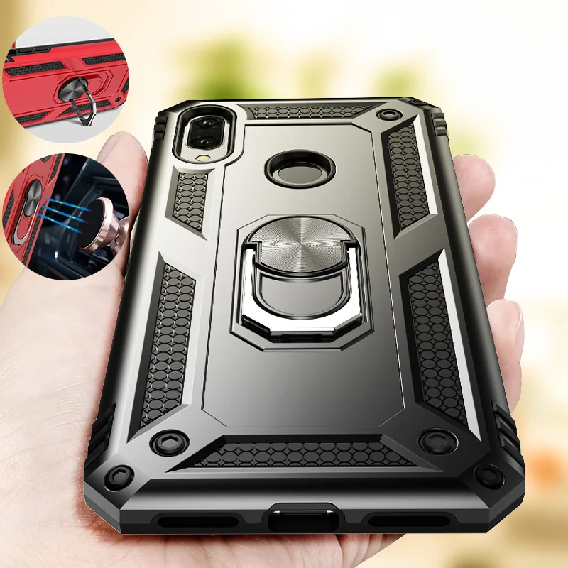 ZNP Luxury Armor Stand Case For Xiaomi And Redmi Note 7 8 Pro With Magnetic Ring Holder