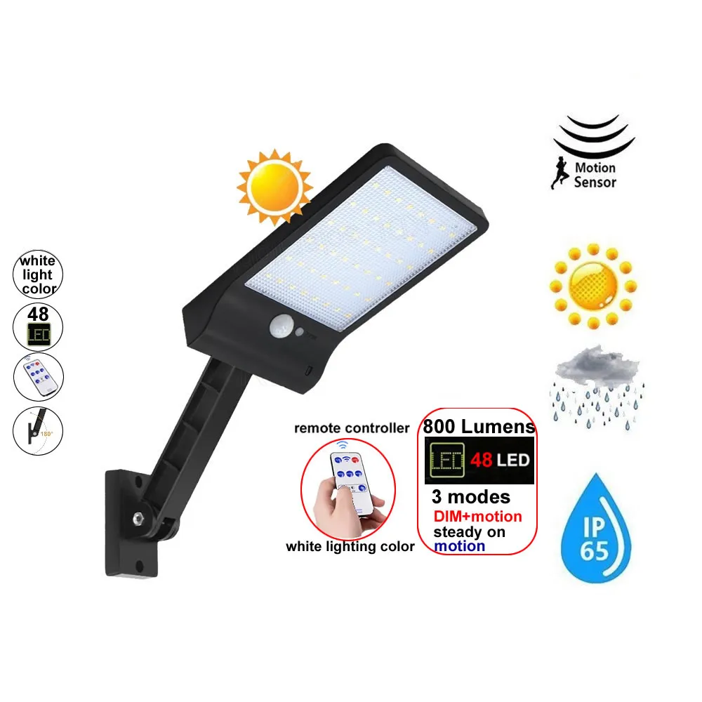 

Upgraded 48 led Solar street wall Light Outdoor remote control Spot lights Landscape Waterproof for Garden spotlight